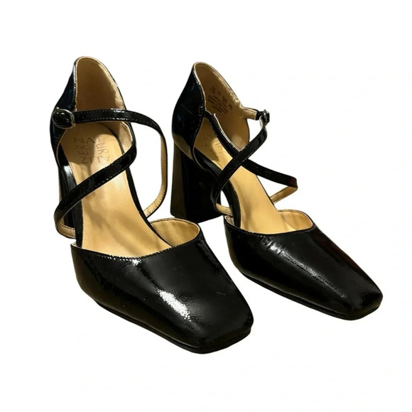 🖤 Naturalizer Leesha Patent Strappy Block Heel Pumps 5.5 ✨ - Picture 1 of 8